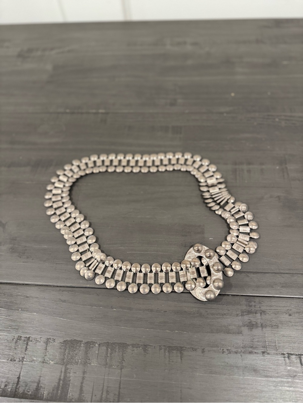 Vintage Silver-Tone Decorative Buckle Belt